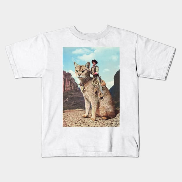 Cat Lone Ranger Kids T-Shirt by Vertigo Artography